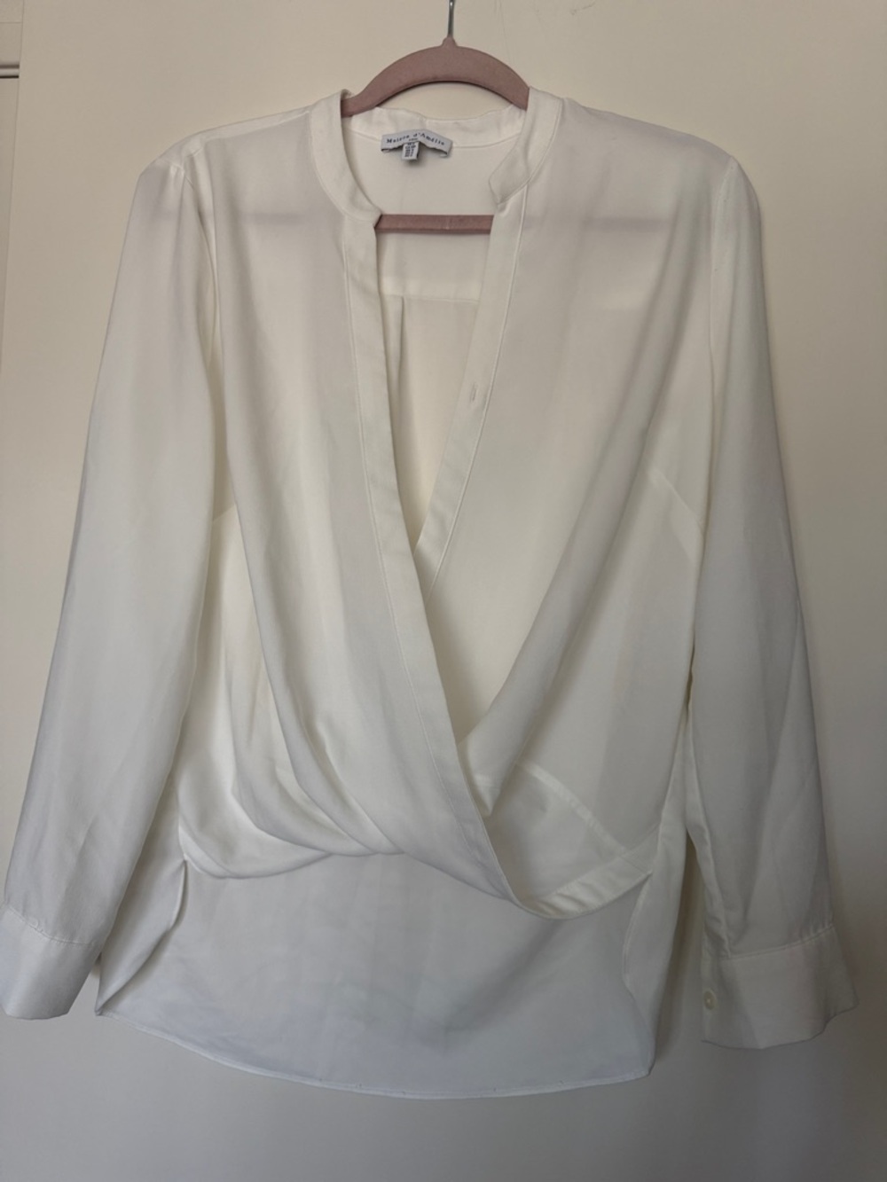Maison Jules Ivory Faux-Wrap Blouse